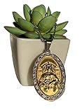 Shop-iGold Men Women 925 Italy Finish Iced Lady of Rosary Ice Out Pendant Stainless Steel Real 2 mm Figaro Chain Necklace 24inches, Mens Jewelry, Iced Pendant, Figaro Necklace