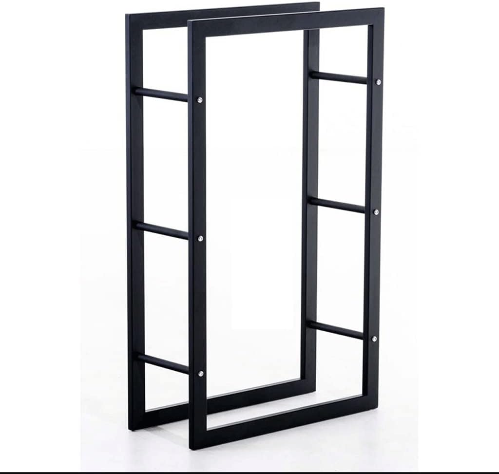 Outdoor Fireplace Firewood Rack Log Store Firewood Rack Wrought Iron Log Hoop Firewood Holder Fireplace Wood Storage Holder Indoor Outdoor Heavy Duty Black(