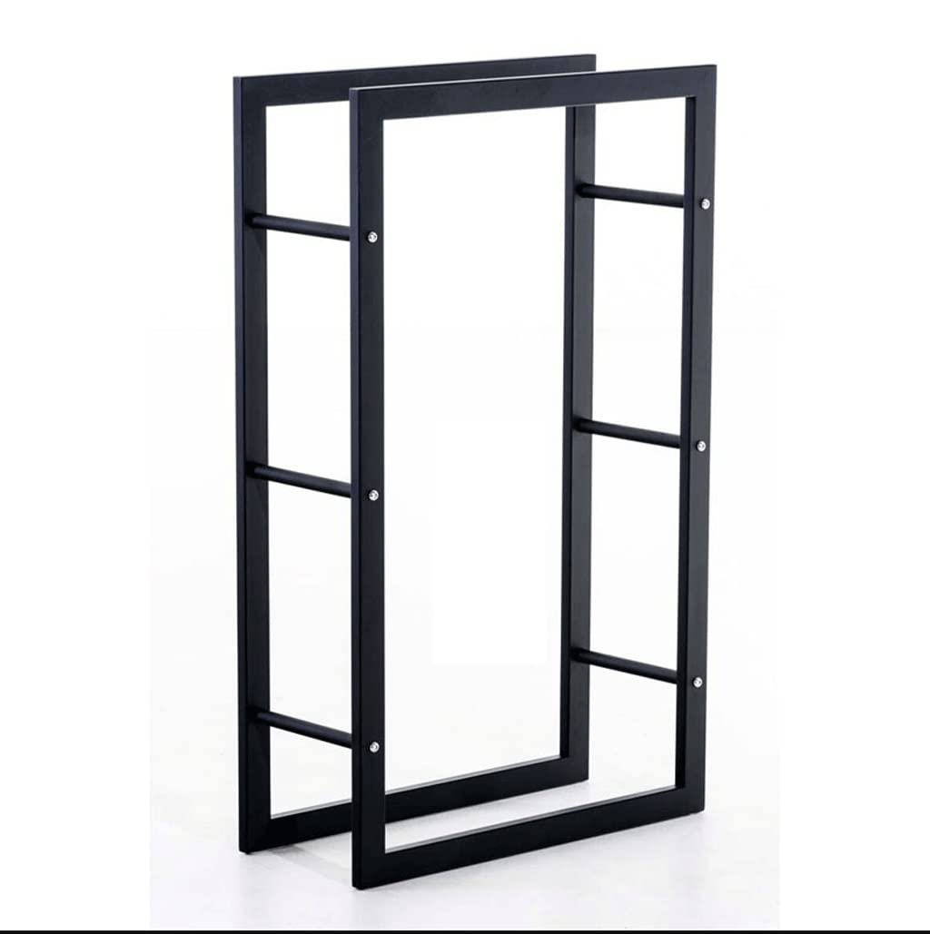 Étagère à bois de cheminée, rangement en fer forgé robuste, design amovible pour utilisation en intérieur/extérieur, support pour bois de cheminée
