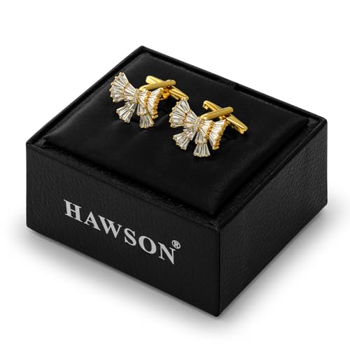 Mancuernillas para hombre con cristal y acabado dorado miniatura 6