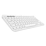 Logitech K380 Multi-Device Bluetooth Wireless Keyboard with Easy-Switch for up to 3 Devices, Slim, 2 Year Battery, PC, Laptop, Windows, Mac, Chrome OS, iPad OS, Apple TV, QWERTY English Layout - White