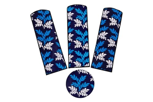 Image of Dustproof Premium Three Blade Ceiling Fan Cover with attachable Enclosure, Set of 1 Fan Cover (Blue Leaf).