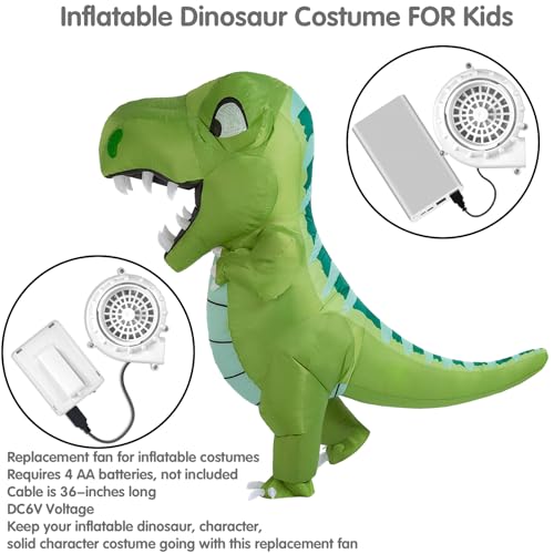 Pacote com 2 leques infláveis brancos para fantasia de dinossauro inflável de Halloween USB mini ven