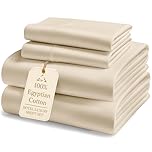 Luxury 100% Egyptian Cotton Bed Sheets - 1000 Thread Count 4-Piece Ivory King Sheets Set, Long Staple Cotton Bedding Sheets, Sateen Weave, Hotel Sheets, 16" Deep Pocket (Fits Upto 17" Mattress)