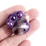 DOPENSPI Cat Paw Worry Stone for Anxiety Crystals, Hand Carved Cat Paw Amethyst Crystals Decorative Natural Stone Meditation Reiki Palm Stones Meditation Crystal for Relief Anxiety