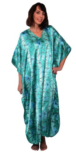Satin Caftan Print with Under Water Lillies, Plus Size, Style Caf-46