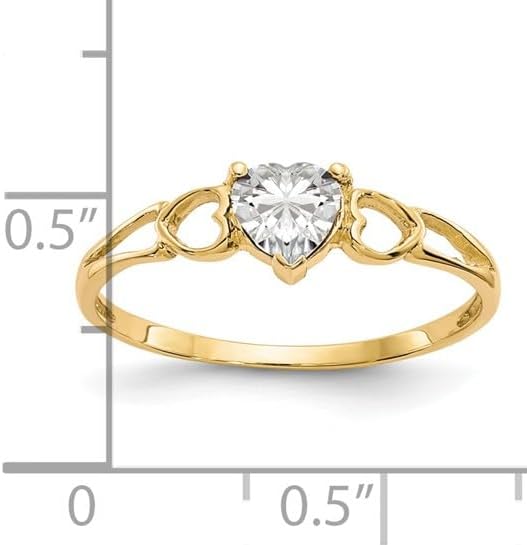 Fine Color Jewels Valentines Gift for Women Genuine Solitaire 14K Yellow Gold Heart Birthstone Ring Birthstone Jewelry Gift for Wife or Girlfriend - Gold Heart Ring for Her - Image 5