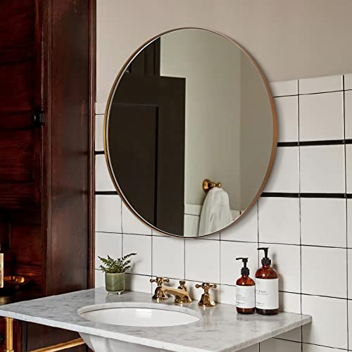Andy Star Round Wall Mirror, Brushed Bronze Round Mirror, Round Bathroom Mirror, Circle Mirror 30 Inches Round Vanity Mirror Stainless Steel Frame #TOP5