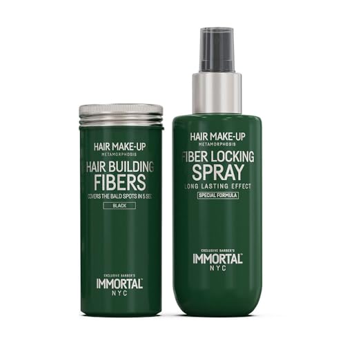 Immortal NYC Hair Building Fibers 20gr & Fibers Locking Spray 150ml 2 In 1 Set - Black