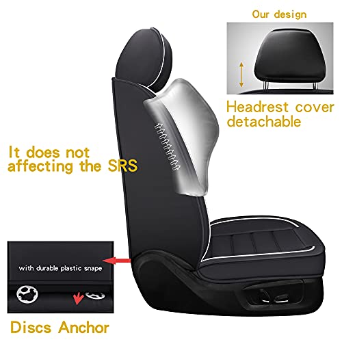 BABYBLU Leather Car Seat Covers Full Set for Women，Men,Water Proof Synthetic Leather for Cars SUV Pick-up Truck Universal Fit Set for Auto Interior Accessories(Airbag Compatible) (Black- 2pcs) - Thumbnail 3