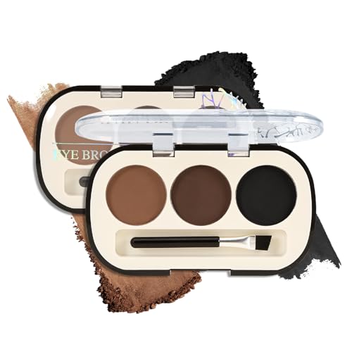 Apooliy Kit de maquillage à sourcils 3 couleurs, palette de sourcils longue durée, poudre de remplissage de sourcils avec pinceau à sourcils, palette professionnelle de contour des sourcils, crée des