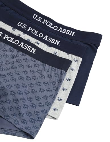 Image of U.S. Polo ASSN. Mens OET14 Anti Microbial Printed Underwear Trunks - Pack of 3