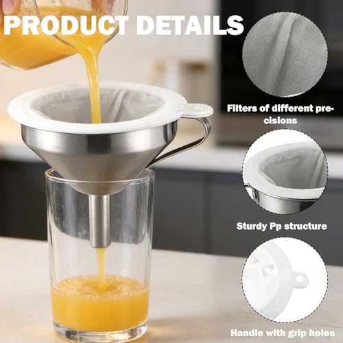 YIZWINS 4 Stück Likörfilter,Weinfilter,Nylon Sieb Fein,Saftfilter,200/300/400/450 Mesh Küchensieb,Feines Sieb Filter,Kunststoff Feinmaschiger Filter Für Die Filterung Von Milch,Saft,Wein,Sojamilch