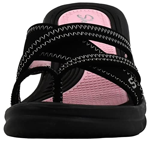 Skechers Skechers Cali Women's Rumblers-Beautiful People Wedge Sandal, Black/Light Pink, 9 M US