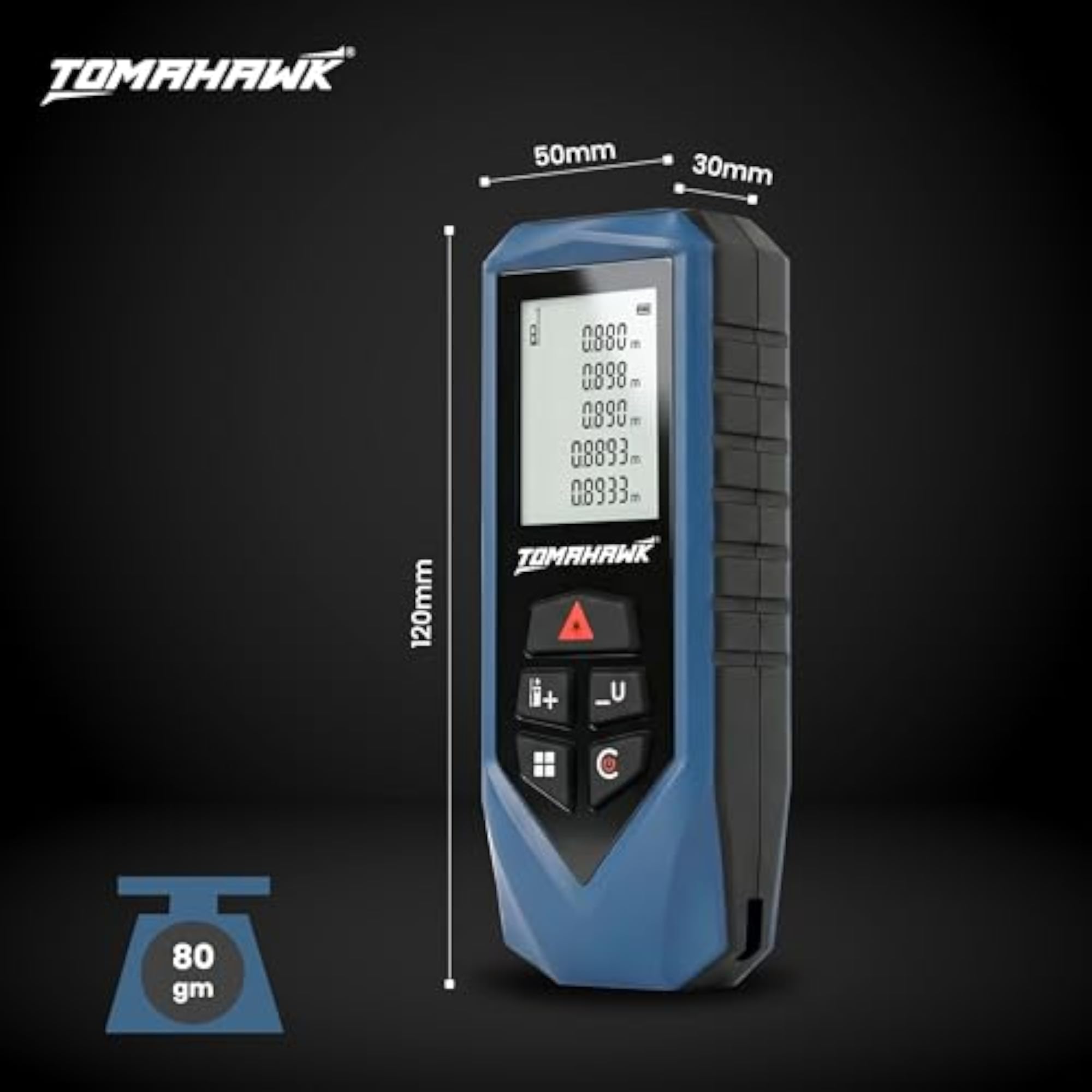 Laser Distance Measurer, 60m Range, Waterproof
