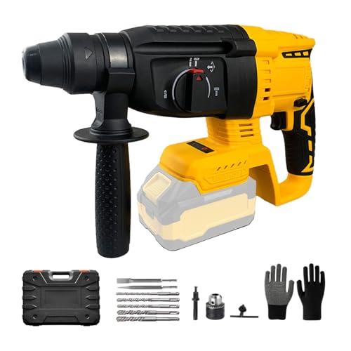 Marteau perforateur sans fil pour batterie Makita 18 V, marteau perforateur électrique sans balais 3 en 1, vitesse réglable en continu, 10 forets et gants (batterie non incluse)