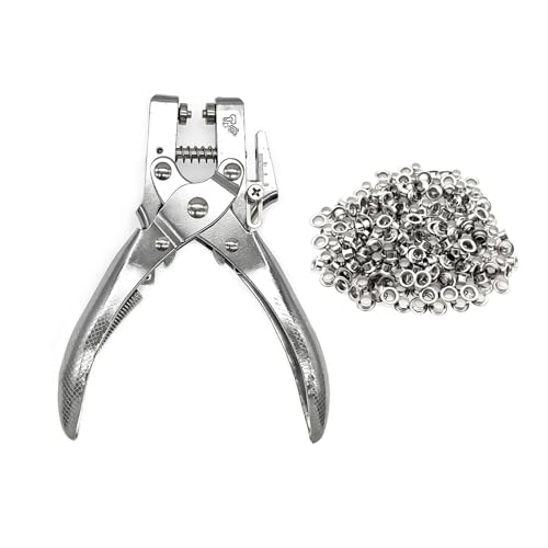 JZK Alicate sacabocados alicate perforador con 200 ojales para tela, cinturón, cuero manualidades