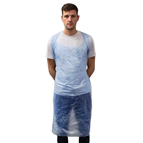 Einweg-Schürzen aus Polyethylen, flach verpackt, 9 Mikron, Blau, 100 Stück