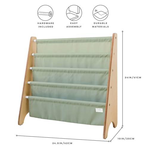 image for 3 Sprouts Recycled Fabric Kids Bookshelf – 4-Tier Sling Book Rack Or