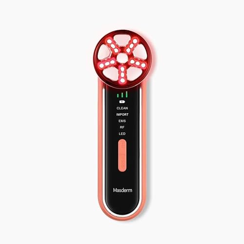 MASDERM - Masajeador Facial Eléctrico 4 en 1, Aparato de Radiofrecuencia con Luz LED, Tratamiento Facial Reafirmante y Antiedad Mujer, Efecto Lifting para Cara y Cuello, Piel Firme y Radiante MASDERM - Masajeador Facial Eléctrico 4 en 1, Aparato de Radiofrecuencia con Luz LED, Tratamiento Facial Reafirmante y Antiedad Mujer, Efecto Lifting para Cara y Cuello, Piel Firme y Radiante
