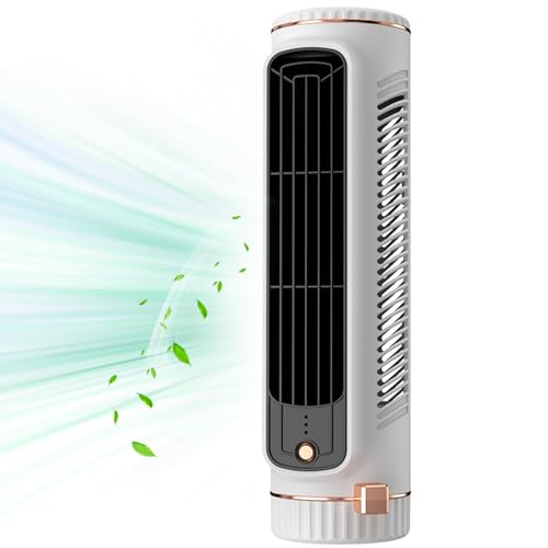Ventilador de la torre de escritorio 3 velocidades 1200mAh 360 ° Descripción ajustable Ventilador tipo-C Horizontal y vertical Desk sin deslizamiento sin deslizamiento para dormitorios, salas de esta