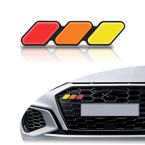 Image of 1 PC Car Grille Insert Trims, ABS Front Grille Badge, 4.72 inch x 0.98 inch Tri-Color Decoration, Auto Center Mesh Sign, Compatible with Tacoma, 4 Runner, Tundra Models (Yellow & Orange & Red)