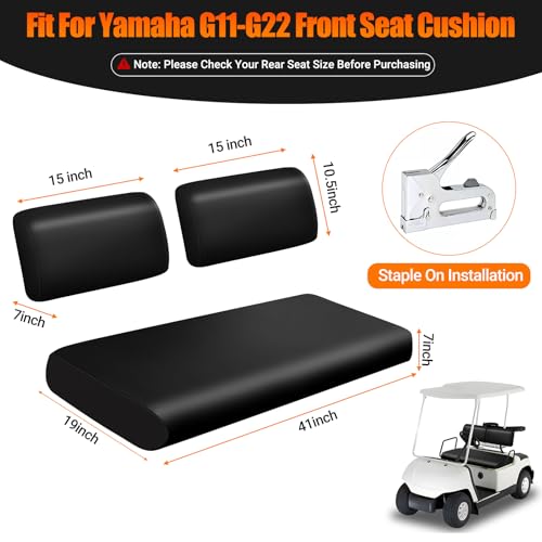 Image of Golf Cart Front Seat Covers Staple On Replacement for Yamaha G11 G14 G16 G19 G20 G21 G22 Golf Cart Seat Black Micro Fiber Leather Seat Cover