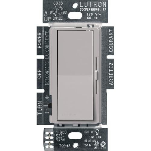 Image of Lutron Diva LED+ Dimmer Light Switch for Dimmable LED, Halogen, and Incandescent Bulbs, 150 Watt, Single-Pole or 3-Way, DVCL-153P-GR, Gray