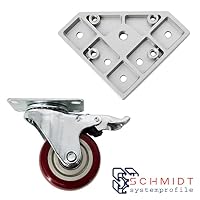 SCHMIDT systemprofile 10x Lenkrolle mit 3D-Platte Nut 8 Schwerlastrolle Bremse Transportrolle Aluprofil-Zubehör – Ansicht 6