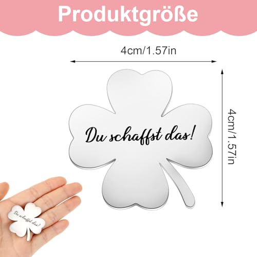 DOPENSPI Kleeblatt Glücksbringer Du Schaffst Das, Handschmeichler Vierblättriges Kleeblatt Viel Glück Geschenk für Prüfung Aufmunterung Geschenk