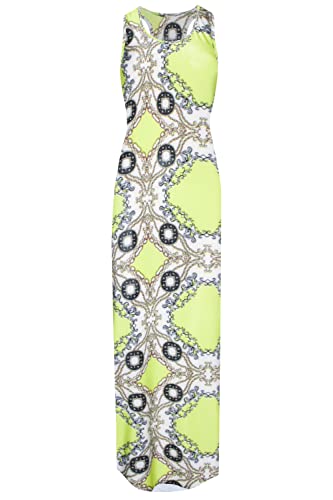 Fashion Star Womens Plain Sleeveless Muscle Racer Back Strappy Vest Maxi Long Dress Green Neon S/M (UK 8/10)