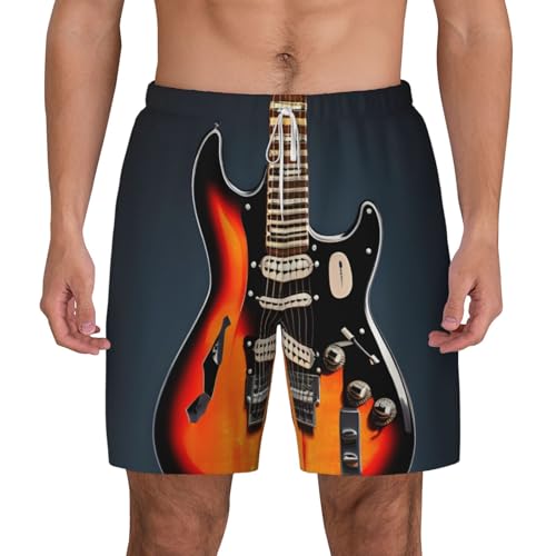 Short de bain pour homme imprimé guitare orange maillot décontracté