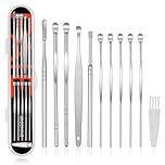 BUTBU Ear Wax Removal Kit, 11PCS Stainless Steel Ear Wax Remover, Portable ear Cleaning Set with Storage Box, Reusable Ears Curette, Ear-Cleaner Tools for Adults and Children (Silver)