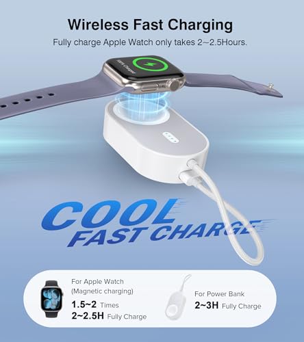 2026 Updated Wireless iWatch Charger,1200mAH Magnetic Power Bank for Apple Watch,Portable Fast iWatch Charging with Cable,Travel Watch Charger for Apple Watch Series 11/10/9/8/UItra/7/6/5/4/3/2/SE