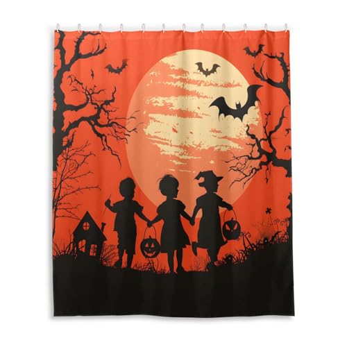 DUOBU Halloween Background Shower Curtain Washable Waterproof Fabric Bath Curtain 60x72Inch Shower Curtains with Hooks for Bathroom Decor