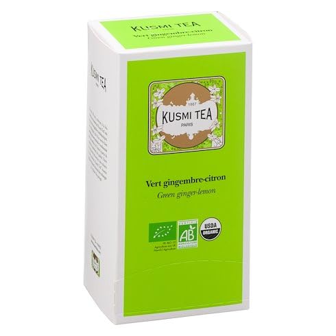 Kusmi Tea - Thé vert gingembre-citron Bio - Box mit 25 Musselin-Teebeuteln