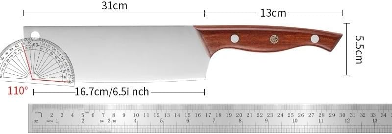 Meat Cleaver,Cleaver Knife 6.5 Inch Nakiri Knife 5Cr15 Stainless Steel Kitchen Knives Sharp Vegetable Meat Chef Knife Slicing Knifes Cutting Tools