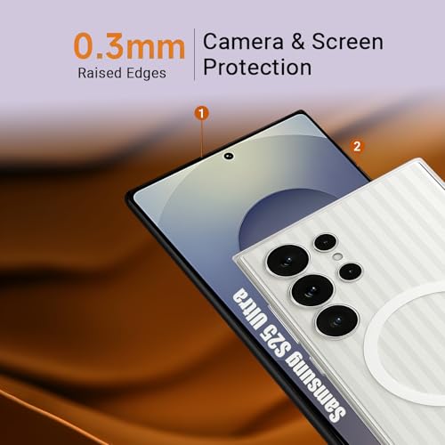 Image of AIBEX Protective Back Case Cover Compatible for Samsung S25 Ultra| Camera & Body Protection| Shockproof,Scratch Resistant| Mag-Saf Wireless Charging Support - White