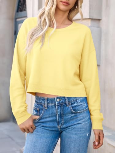 Image of Saodimallsu Womens Bow Sweater Cropped V Neck Long Sleeve Pullover Tops