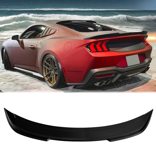 FREEMOTOR802 Rear Trunk Spoiler Deck Lid Spoiler, Fits 2024-2025 Ford Mustang S650 Coupe, Deck Style Matte Black ABS Racing Trunk Tail Lip Wing Add-on Exterior Replacement Parts