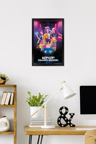 Image of Netflix KPop Demon Hunters (2025) - Group Wall Poster, 22.4L inch x 14.7W inch, Black Framed Version