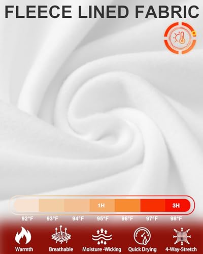 Twekfish Men's Thermal Compression Shirt, Long Sleeve Fleece Lined Workout Shirts Winter Cold Weather Athletic Base Layer Top White