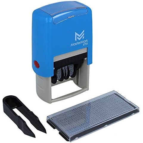 MasterMark Self-Inking DIY Date Stamp Kit - 1-5/8" x 1" Impression - Blue and Red Ink (8755) Cover