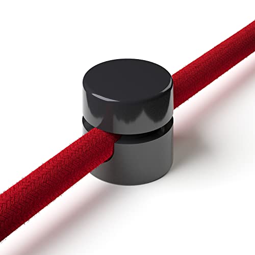 3x Stück - Zweiteilige Affenschaukel für Textilkabel, Aufputz-Kabelhalter für Lampe, Schwarz