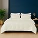 Linenwalas Duvet Cover Set Queen Size - Viscose Derived from Bamboo Soft, Breathable, Light Weight, Cooling Comforter Cover with Zipper Closure and Corner Ties (Queen, Ivory)