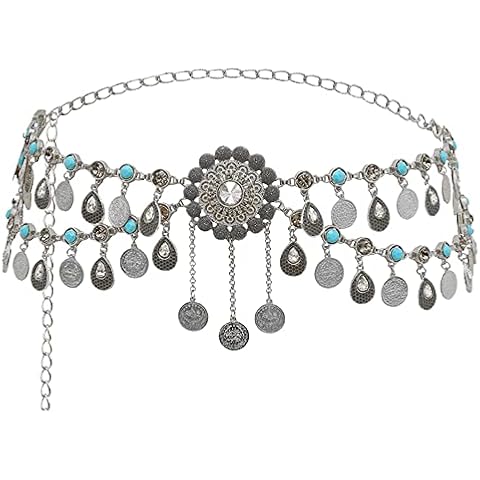 MEGAUK Ceinture à chaîne rétro femme Cover