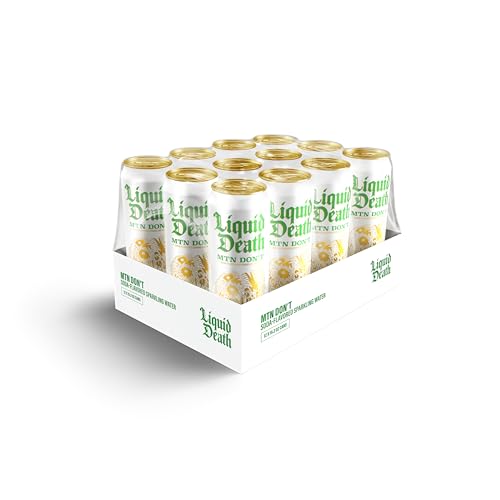 Liquid Death Soda-Flavored Sparkling Water - Mnt Don't (Lemon, Lime), Less Sugar*, Huge Flavor, No Caffeine, No Artificial Sweeteners, King Size 19.2 Fl Oz (Pack of 12)