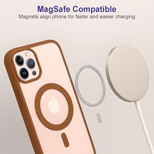 Image of AIBEX Clear Mag-Saf Case for iPhone 14 Pro | Strong Magnetic Lock, Anti-Yellowing Transparent Back Cover | Military-Grade Drop Protection | Slim Lightweight Cover with Camera Guard - Brown