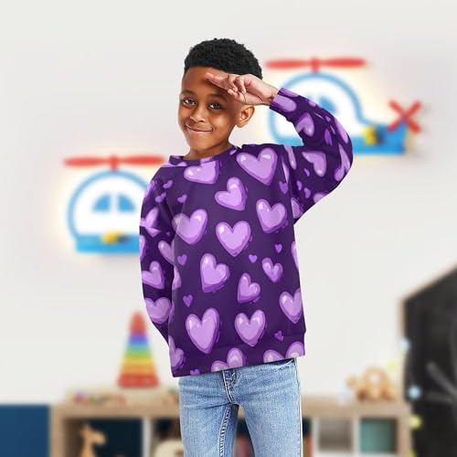 JUNZAN Purple Hearts Day Purple Hearts Little Girls Hooded Sweatshirt Long Sleeve Fall Tops Shirts Athletic 4T4