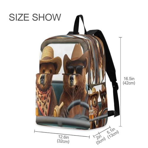 Dussdil Funny Bears Driver Cars Kids Backpack Backpacks for Boys Girls Teen School Bookbag Laptop Bag Daypack Large Travel Sports Bags2